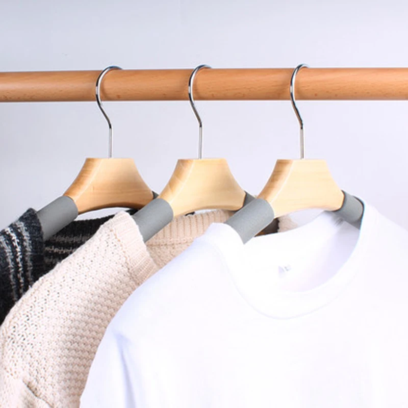 10 pcs/lot Solid Wood Anti-skid Clothes Hangers Household Seamless Wooden Coat Hanger Clothing Rack for Sweater Pants Suit