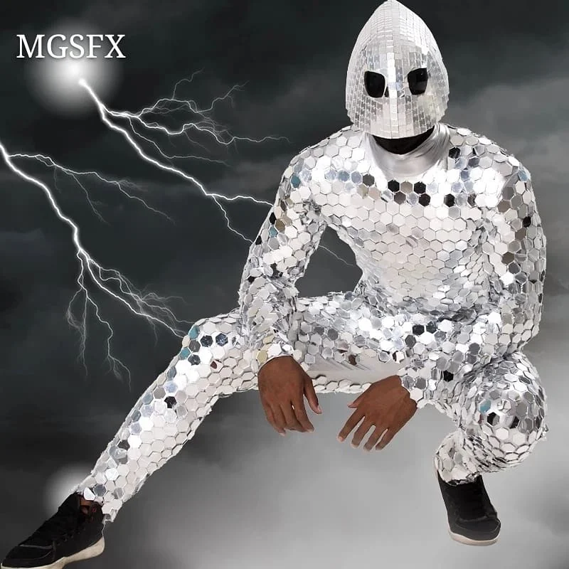 Mirror jumpsuit mirror man dance suits Mirror Costume for nightclub stage performance