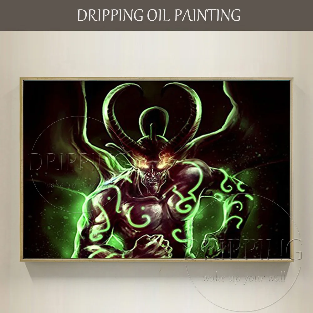 

Excellent Artist Pure Hand-painted High Quality Demon Hunter Illidan Oil Painting on Canvas Cartoon Hero Illidan Oil Painting