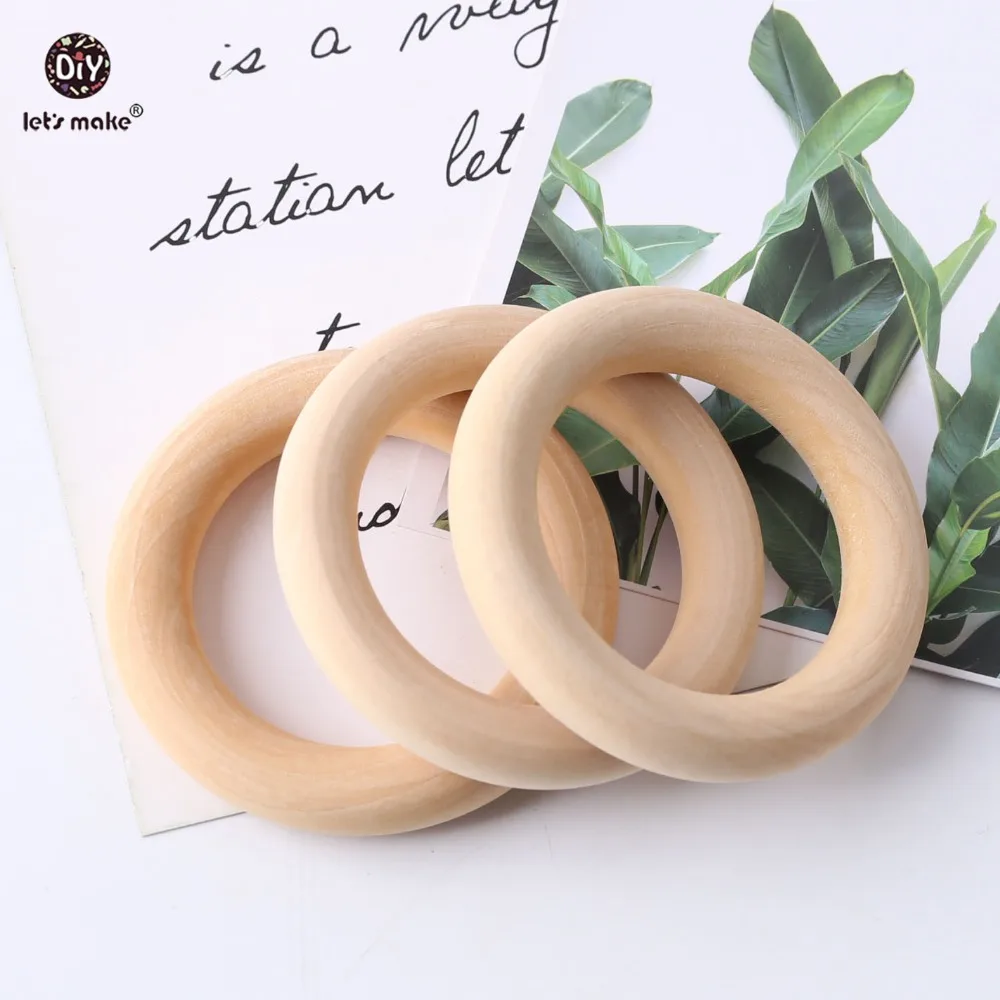 Let's Make Baby Teether 5pc Maple/Beech Wood Rring Food Grade Wooden Teether Baby Products DIY Crafts Teething Toys Baby Product