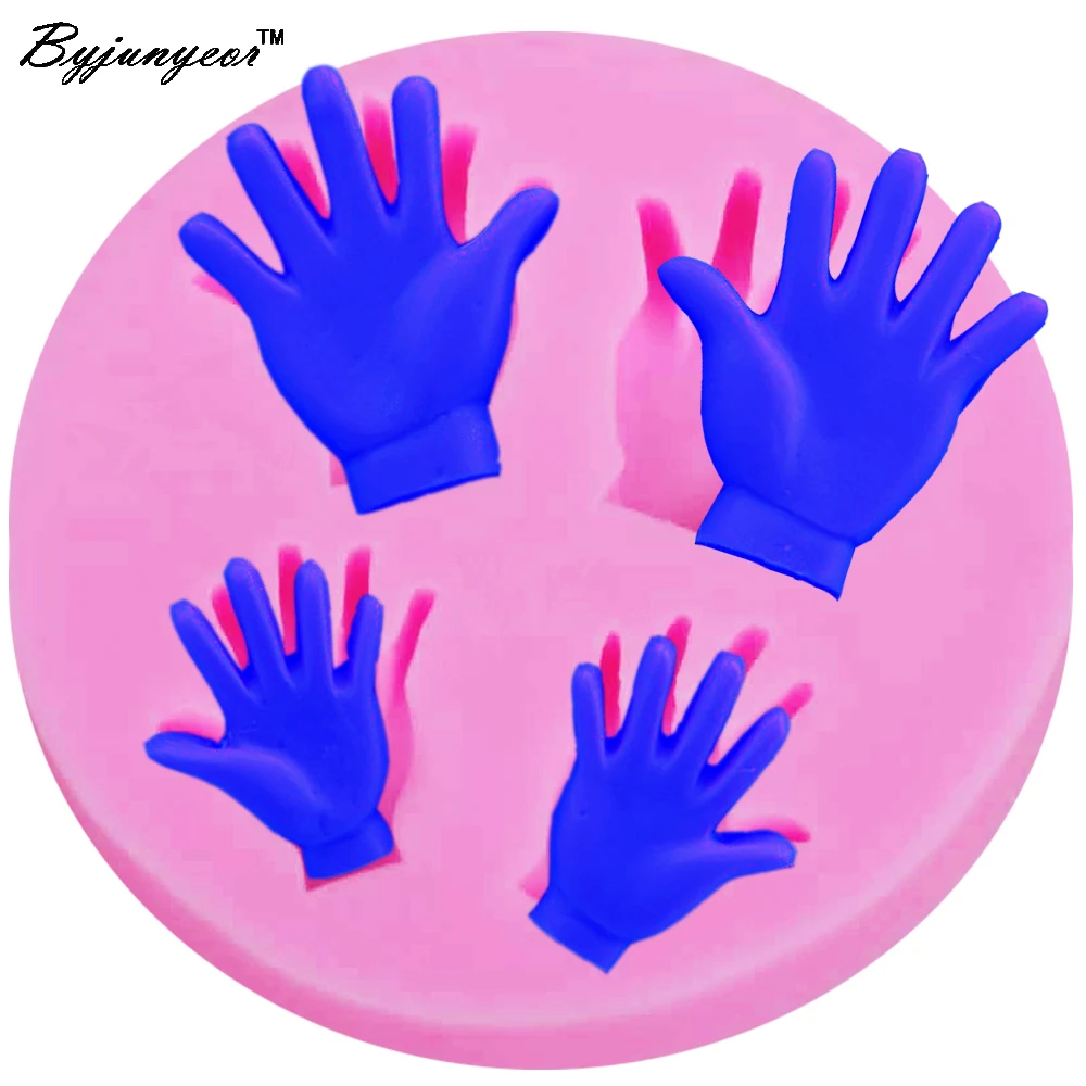 Byjunyeor M565 Human Hands UV Resin Silicone Mold Fondant Chocolate Candy Lollipop Crystal Epoxy Soft Clay Bake Tools
