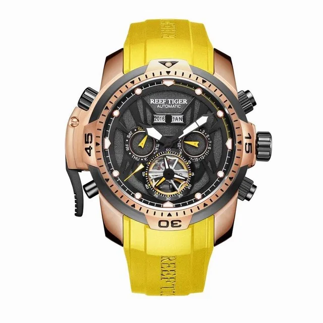 

Reef Tiger Aurora Serier RGA3532 Men Sport With Year Month Date Day Calendar Dial Automatic Mechanical Wrist Watch