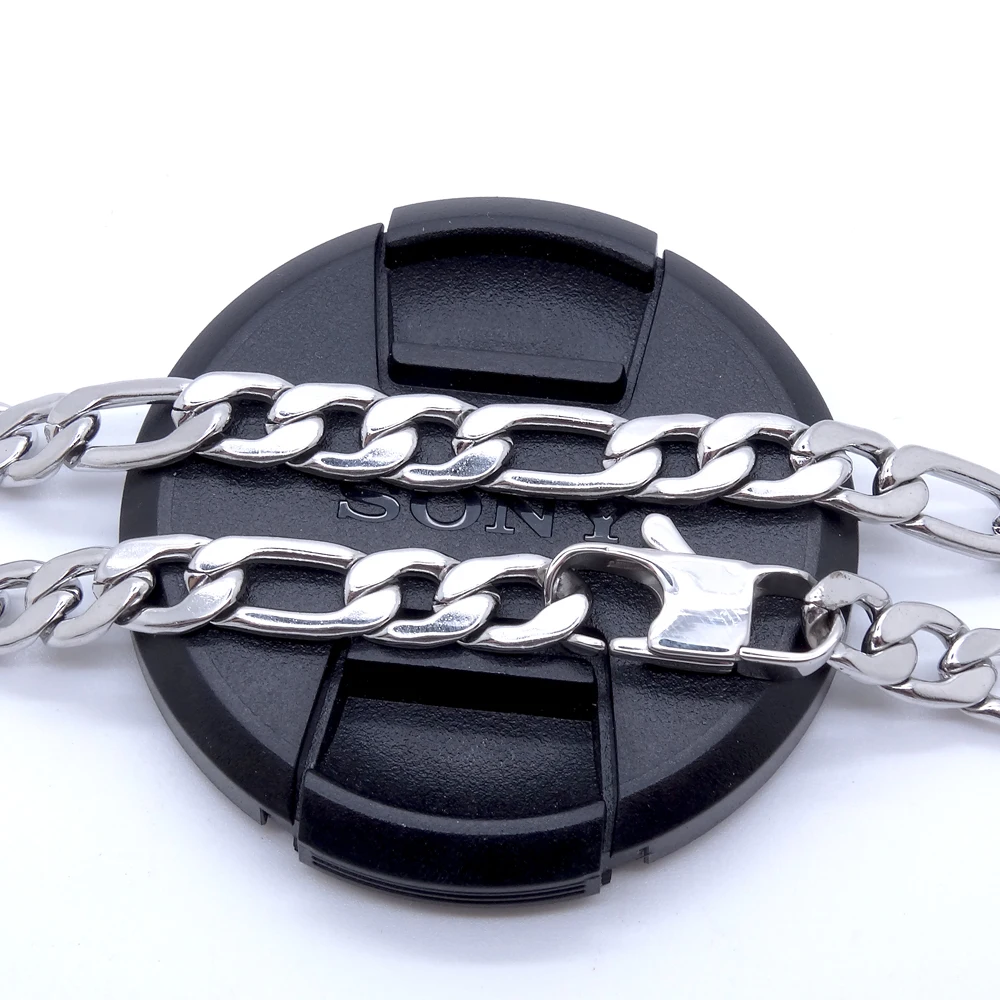 10mm 18\'\' - 36\'\' inches Customize Length Mens High Quality Stainless Steel Necklace Figaro Chain Fashion Punk Jewerly