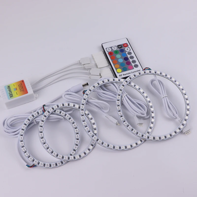 Latest Headlight Multi-color RGB LED Angel Eyes Ring Eye DRL RF Remote Control for Fiat Coupe 1993 1994 - 2000 Accessories