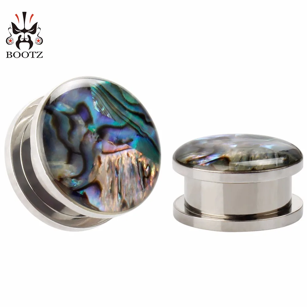 KUBOOZ Stainless Steel Shell Ear Plugs Tunnels Gauges Flesh Expander Piercing Body Jewelry Fashion Screw Studs Earrings 0G 00G