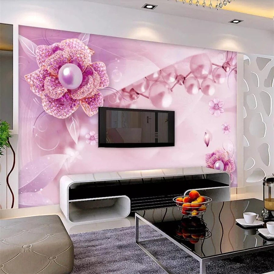 beibehang Custom wallpaper 3d murals purple flower jewelry background wall living room bedroom wall papers home decor wallpaper