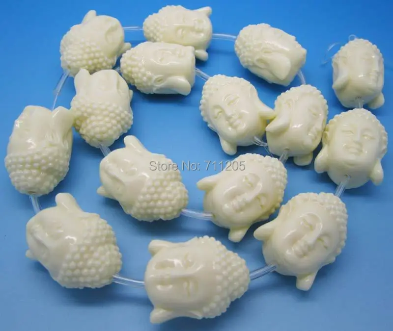 Wholesale 15pcs, 19x25mm Beautiful  White Synthetic Resin Double Face Buddha Beads,we provide mixed wholesale for all items !