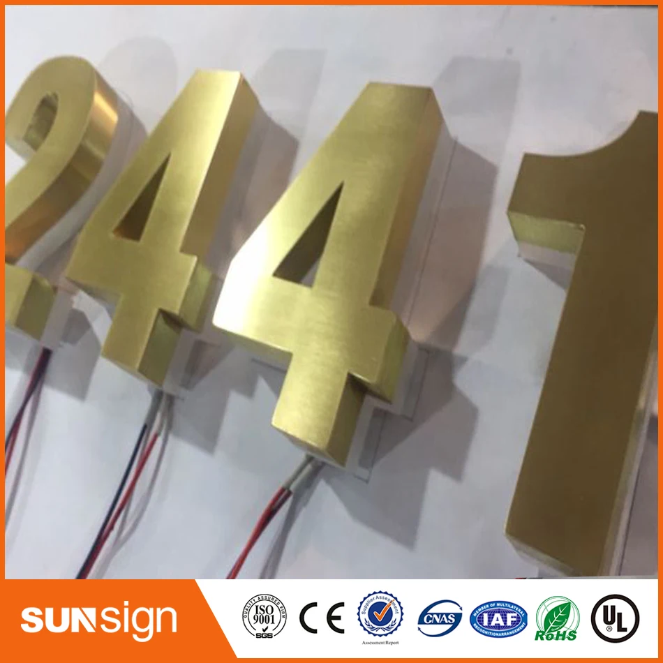 H 15cm letras led retroiluminadas de color dorado personalizadas para interiores