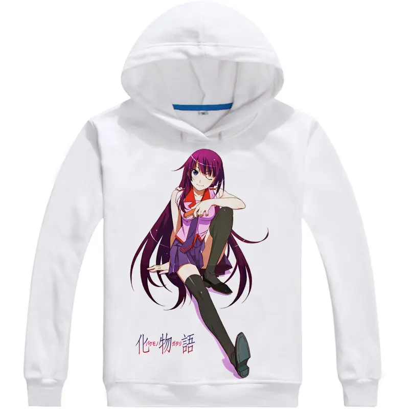 Bakemonogatari Hoodie Anime Senjougahara Hitagi Cosplay white hoodies Cute Sweatshirts Japanese Cartoon Fans