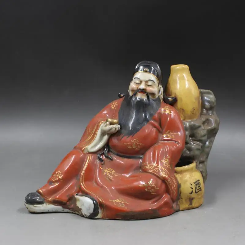 Античная Строительная скульптура QingDynasty, Пастельная скульптура пьяный поэт #42, резная поделка, украшение, коллекция и украшение, бесплатная доставка