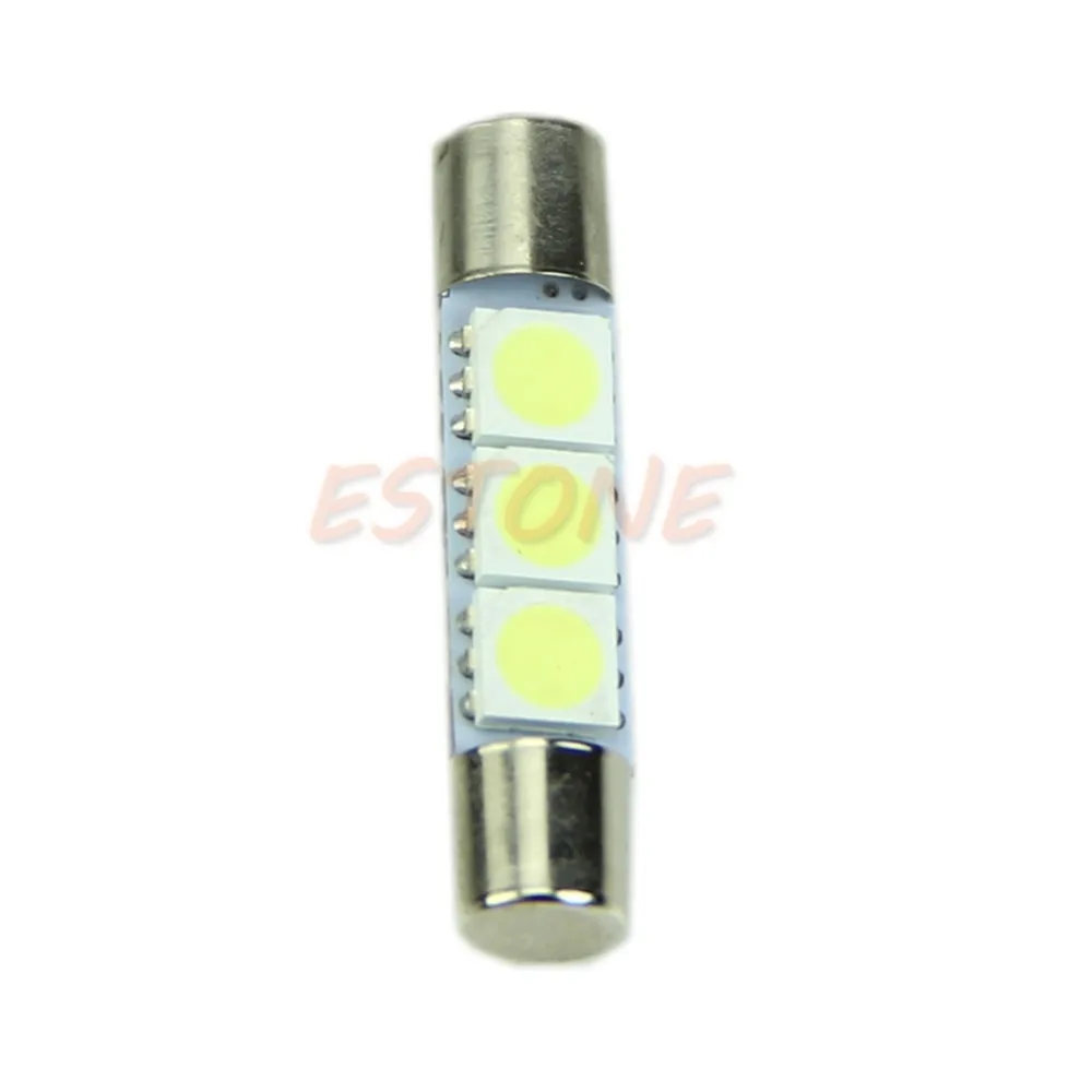 1Pc T6 3-SMD 5050 White LED Bulbs For Car Sun Visor Vanity Mirror Fuse Lights #1