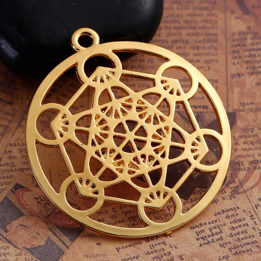 DoreenBeads Zinc Based Alloy Gold Color Round Merkaba Meditation Hollow Pendants DIY Components 44mm x 40mm(1 5/8"), 3 PCs image 3