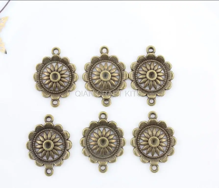 100pcs blue moon beads antique Bronze connector link zinc alloy pendant, charm, drops for diy lead and nickle free 29X22mm