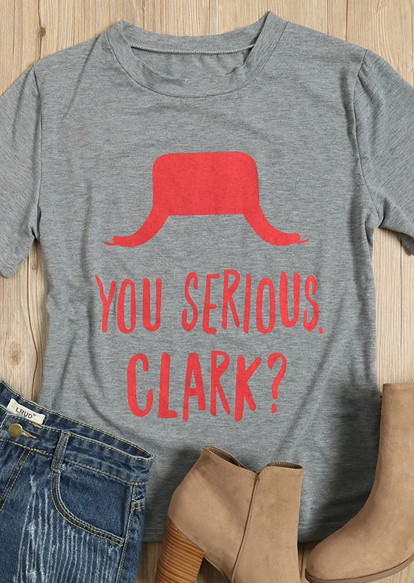 

Skuggnas You Serious Clark O-Neck T-Shirt red graphic women fashion tees 90s Harajuku Casual grunge tshirt aesthetic tumblr tops