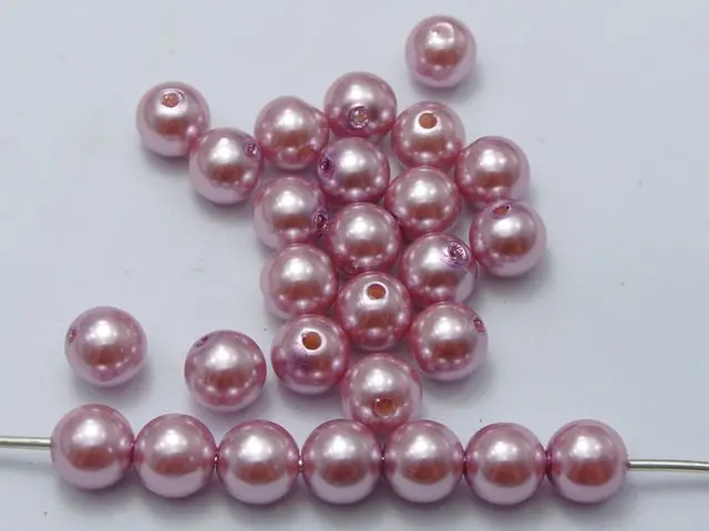 100 Pcs 10mm Plastic Faux Pearl Round Beads Violet Imitation Pearl