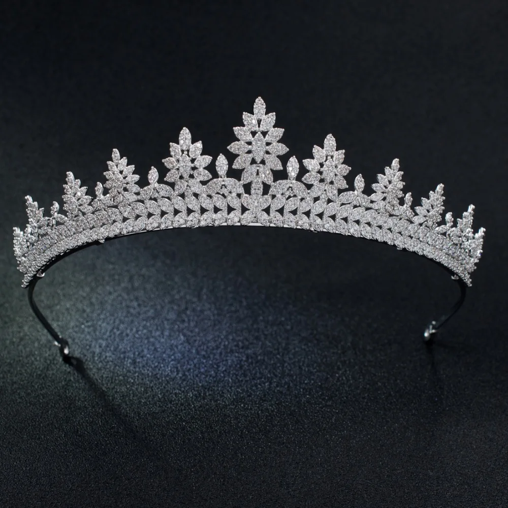 

Classic Cubic Zirconia Wedding Leaves Bridal Tiara Crown Women Girl Hair Jewelry Accessories Rhinestone Crystals Diadem CH10206