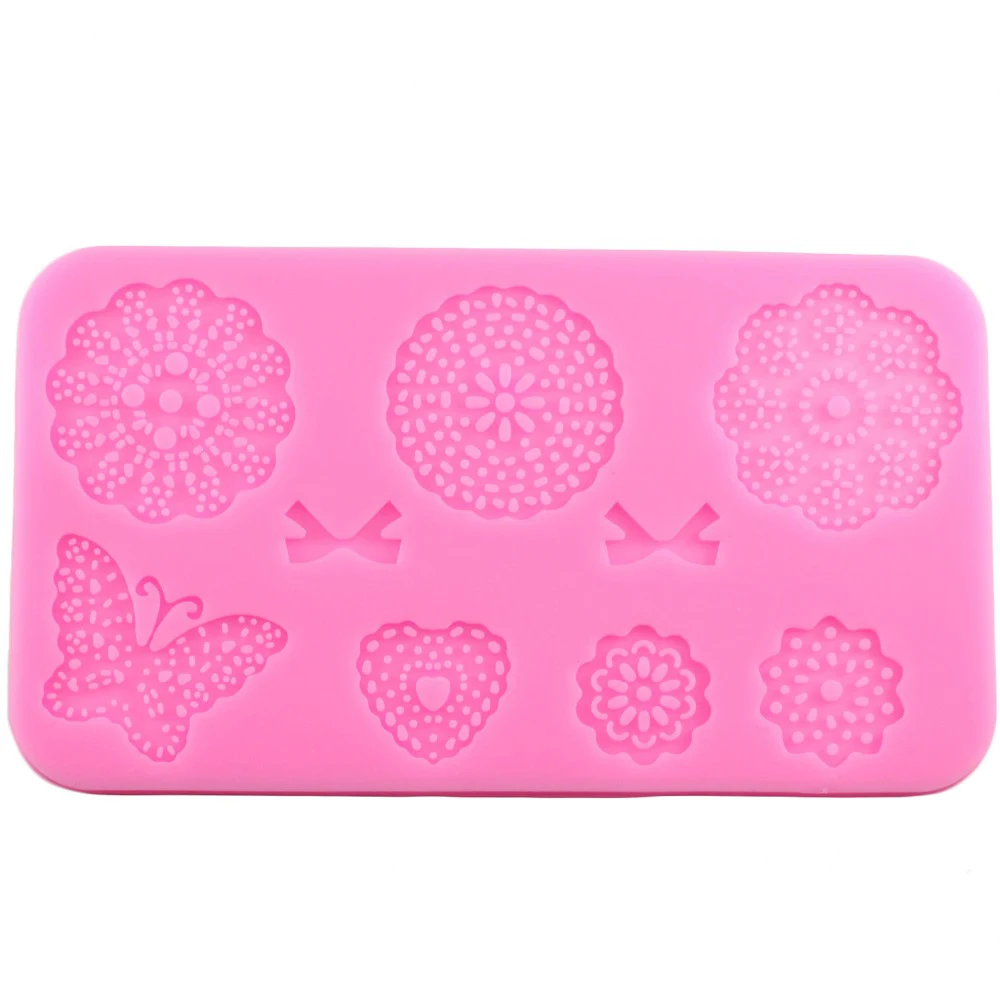 Luyou 1pcs Butterfly Flower Lace Silicone Fondant Moulds Cake Border Party Cake Decorating Tools DIY Candy Chocolate Mold FM1559