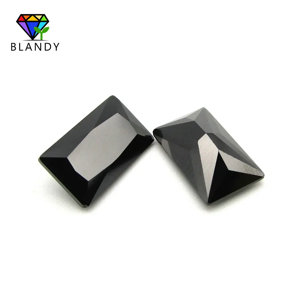 Cubic Zirconia Stone 5A 2x3mm~13x18mm Rectangle Shape Black Loose CZ Stone Synthetic Gems For DIY Jewelry