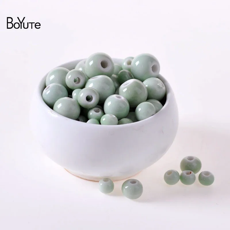 BoYuTe 50Pcs 6MM 8MM 10MM 12MM 14MM Loose Beads DIY Hand Made Porcelain Ceramic Beads Jewelry Making