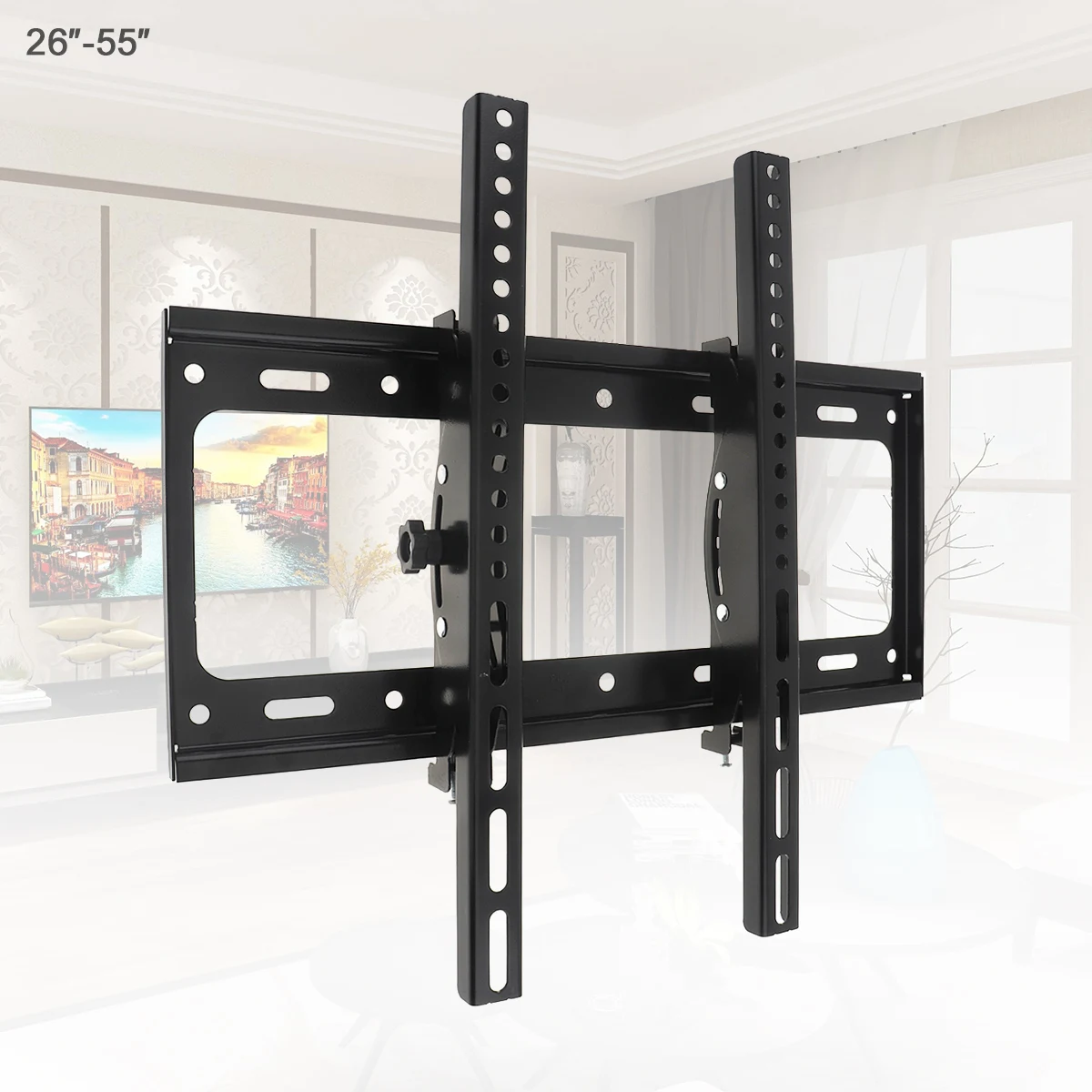 

Universal 50KG Adjustable TV Wall Mount Bracket Flat Panel TV Frame Support 15° Tilt with Level for 26-55 Inch LCD LED Monitor