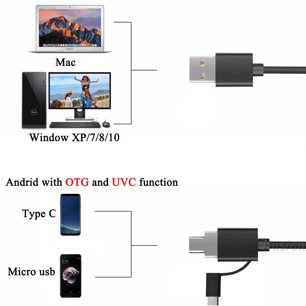 3 in 1 Video Endoscope USB Type-C Flexible Camera Mini Camcorder DV DVR Micro Cam Visual Earpick For Android OTG Phone & PC