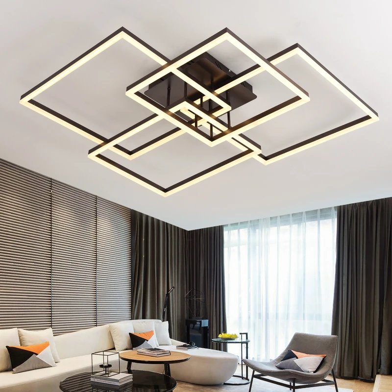 LED Ceiling Light Fixtures Fashion Aluminum Ceiling Lighting Living Room Bedroom Cafe Lampara Techo Creative Square Plafon