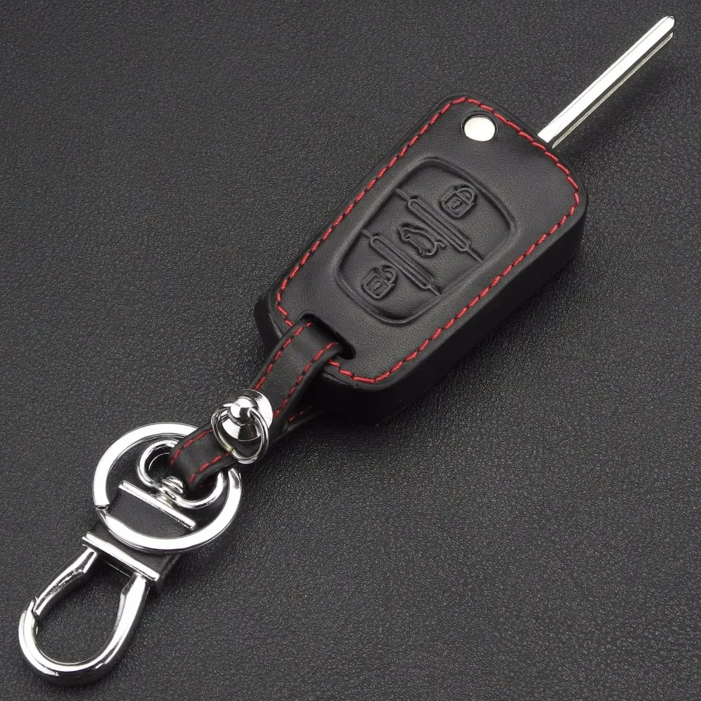 jingyuqin Remote 3 Buttons Leather Key Case For Kia RIO K2 K5 Sportage Sorento For Hyundai i20 i30 i35 iX20 iX35 Solaris Verna