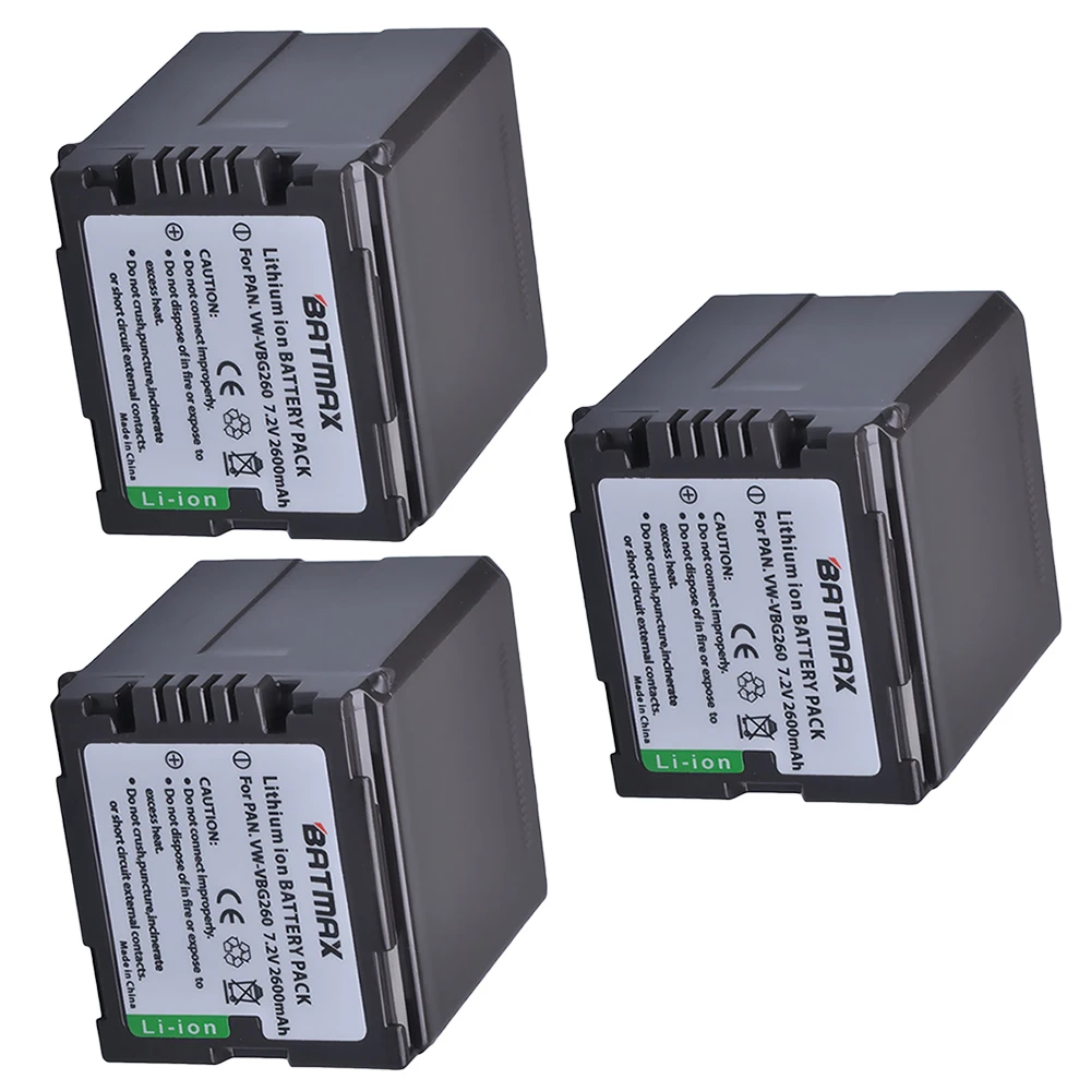 3 قطعة 2600mAh VW-VBG260 VW VBG260 VWVBG260 VW-VBG130 VBG130 بطارية الكاميرا لباناسونيك AG-HMC150 HMC150PJ HMC153MC HMC70 HMR10