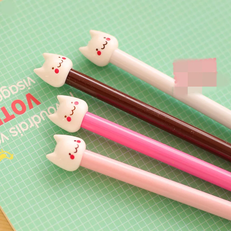 40 Pcs Creative Cute Cartoon White Cat Head Black 0.38 Mm Neutral Pen Student Wholesale Student Stationery Wholesale