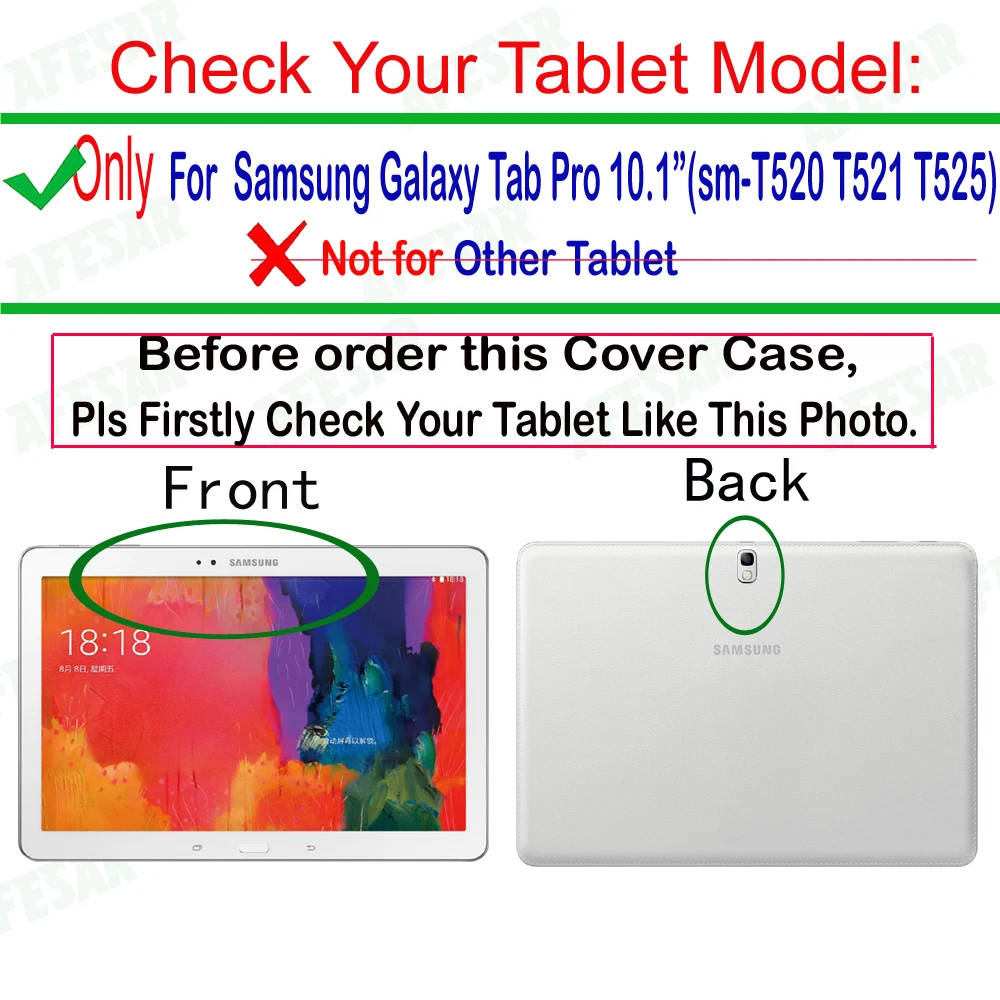 Afesar UltraSlim Smart Cover Case for Samsung Galaxy Tab Pro 10.1 inch SM-T520 T521 T525 Tablet pu leather Case magnetic