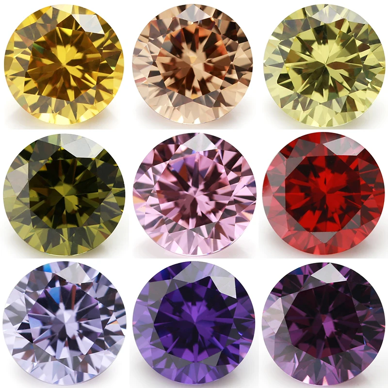 Size 1.0~10.0mm 5A Various Color Cubic Zirconia Bead Stones Round Cut Loose CZ Synthetic Gems Zircon JIANGYUANGEMS