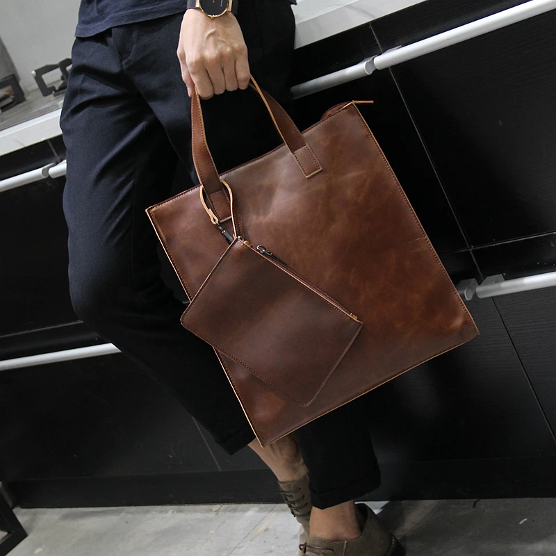 GUMST New Vintage Crazy Horse PU Leather Men handbag Business Men Messenger Bags Men\'s Shoulder Bags Man CrossBody Bag