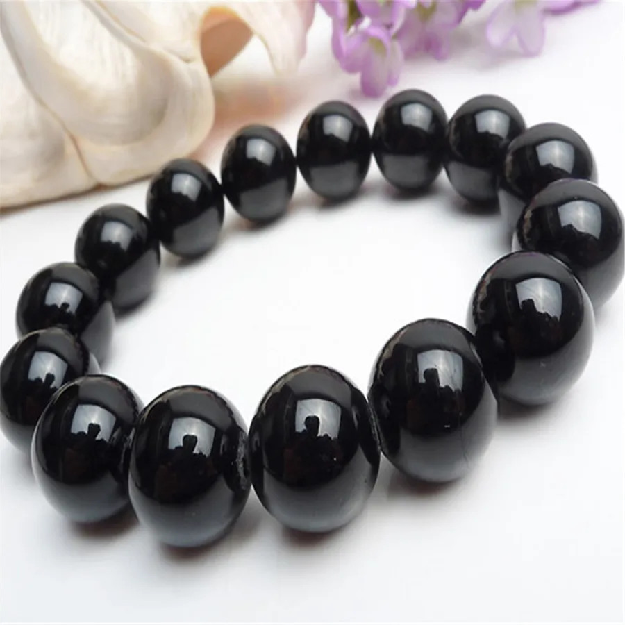 

Natural Black Tourmaline Crystal Beads Bracelet 8mm 10mm 12mm Women Men Stretch Black Tourmaline Round Bead Bracelet Stone AAAAA