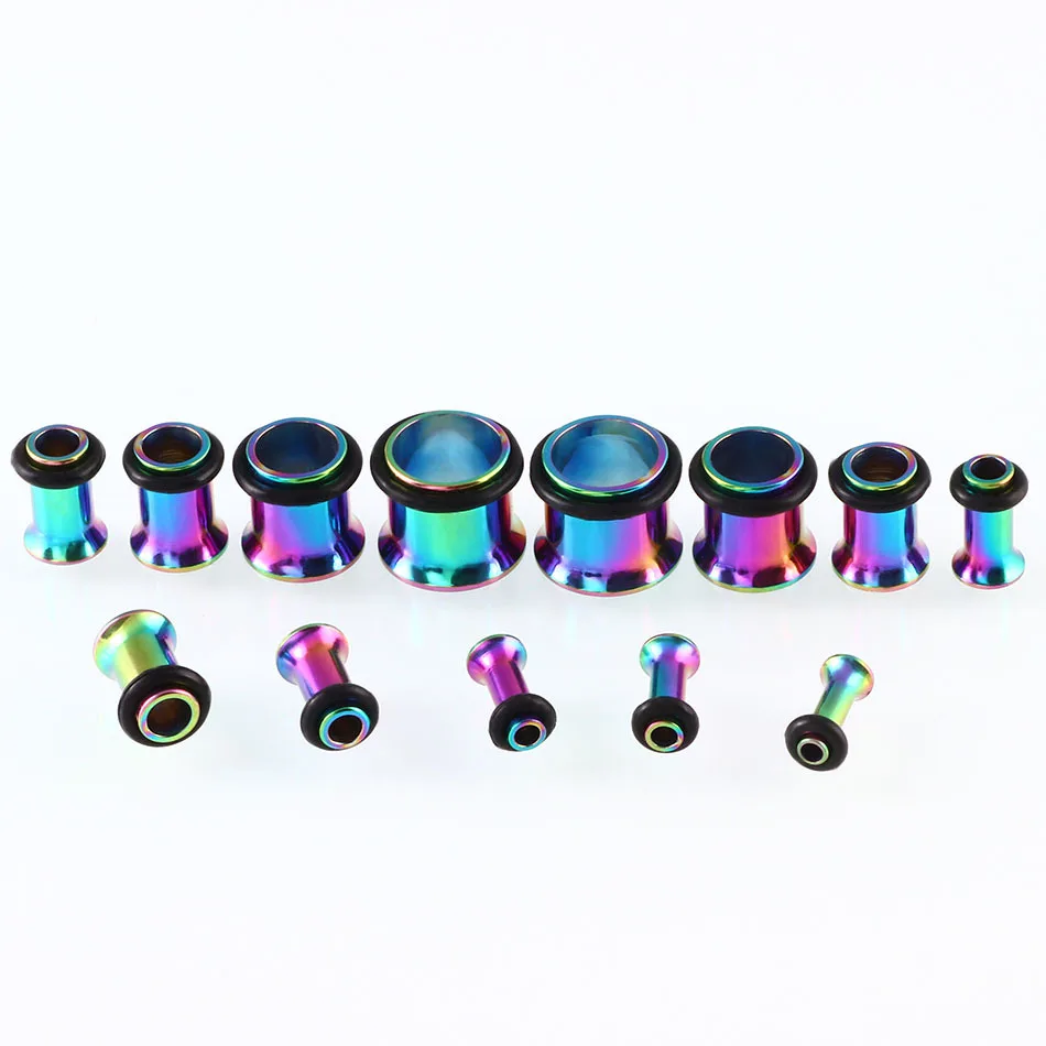 2pcs/lot Surgical Steel Earrings Ear Stretcher Expander with O-Ring 2-25 MM Ear Stretching Plug Tunnel Jewelry Eyelets Gauge Kit