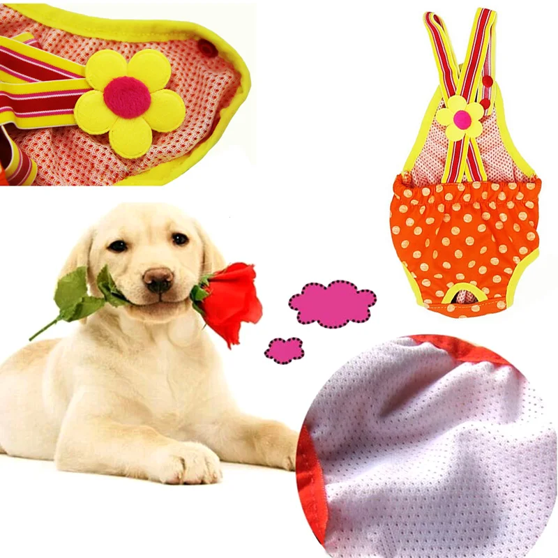 Cute Pet Dog Cat Clothes Cotton Polka Dots Suspender Pants Physiological Underwear Tighten Sanitary Briefs