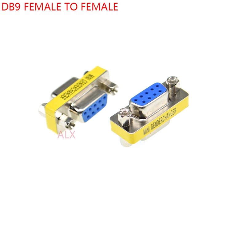 5PCS DB9 9pin FEMALE to FEmale serial port CONNECTOR D-Sub RS232 COM CONNECTORS 9pin socket 9p Mini Gender Changer Adapter