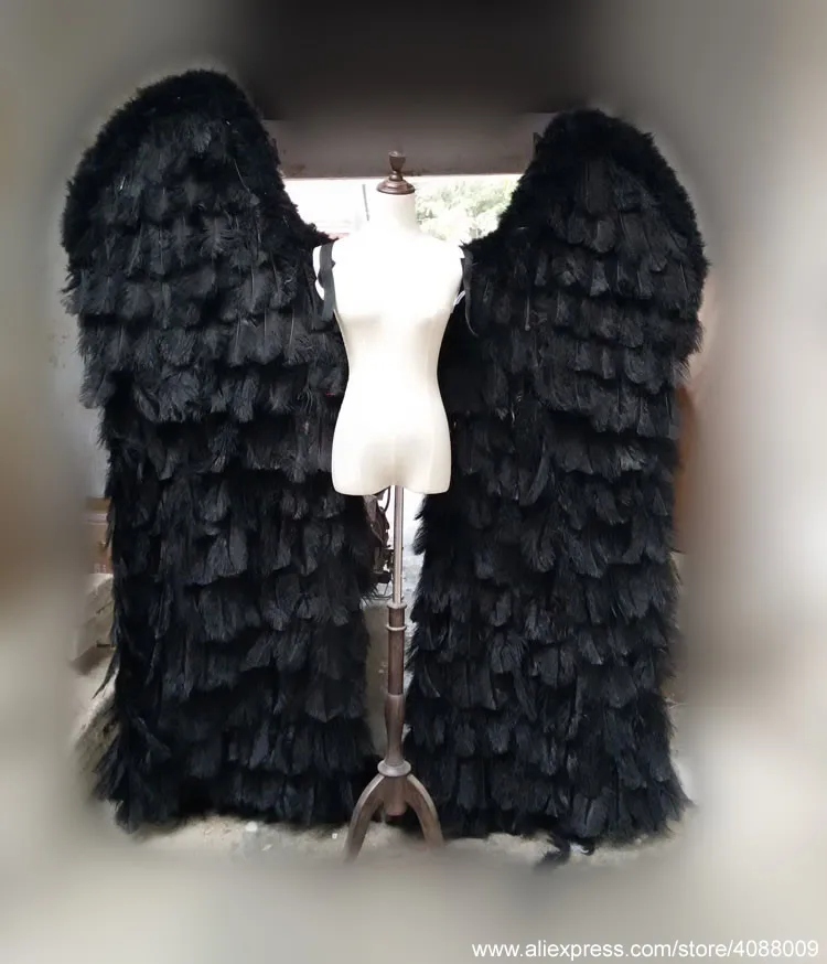 High quality expensive black Devil wings Ostrich feather fairy wings Wedding Halloween Christmas paty deco props gifts