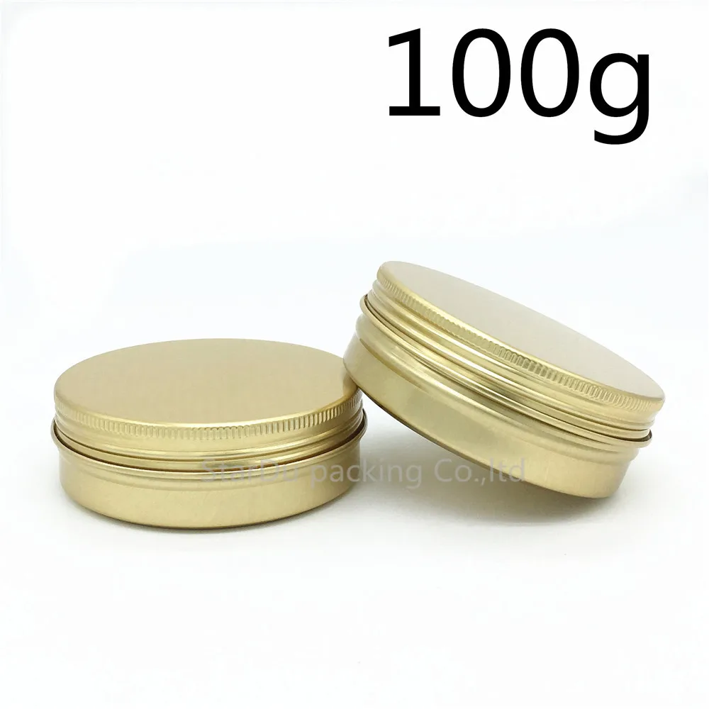 

100Pcs 100g Gold Aluminum Jar With Lid Cosmetic Jars Empty Cosmetic Containers, 100ml Containers Cream Jars