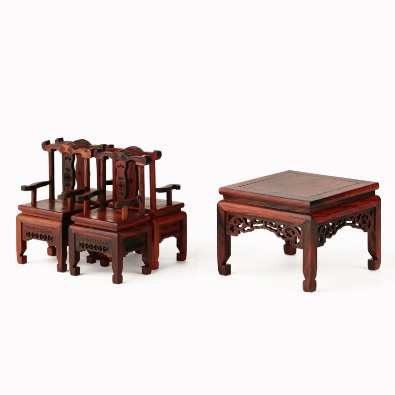 Rosewood crafts miniature imitation of Ming and Qing Dynasty furniture model acid Branch 5 sets of desks and chairs Home Furnish