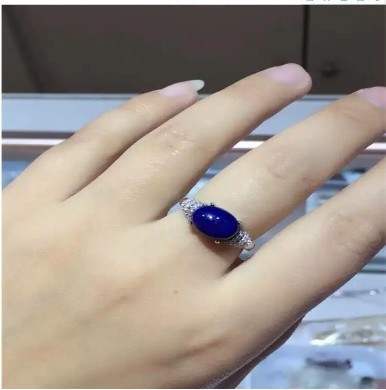 

Natural Lapis ring Free shipping Natural real Lapis 925 sterling silver Ring Per jewelry 8*10mm