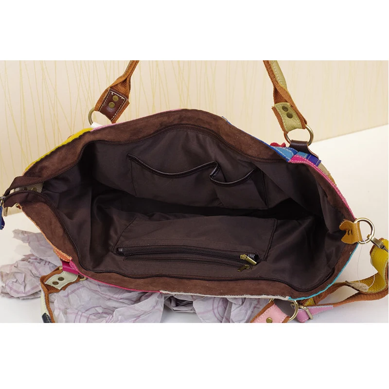 IPinee حقائب كتف نسائية ملونة مزخرفة يدويًا من الجلد الطبيعي حقائب يد غير رسمية 2016 حقيبة من جلد البقر #4