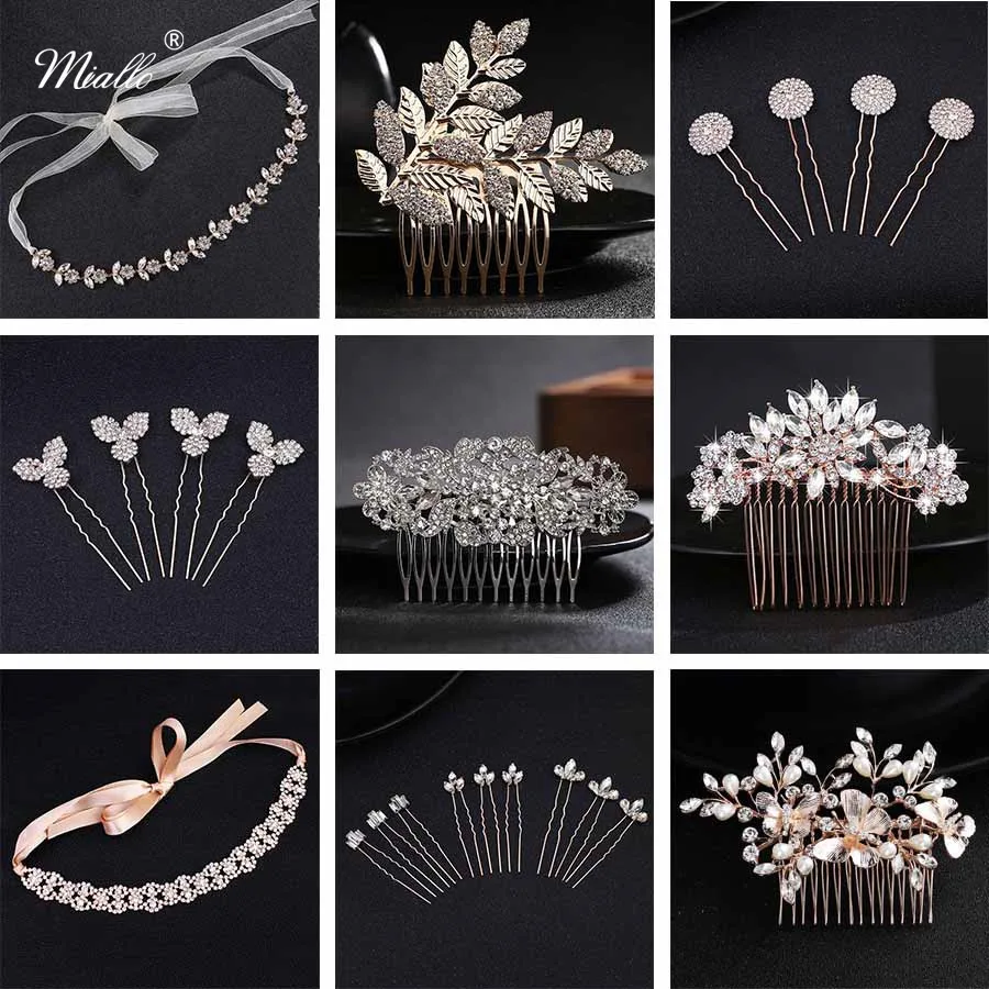 Miallo Fashion Austrian Crystal Wedding Hair Pins and Clips Rhinestone Bridal Hair Accessories Jewelry Headpieces for Women