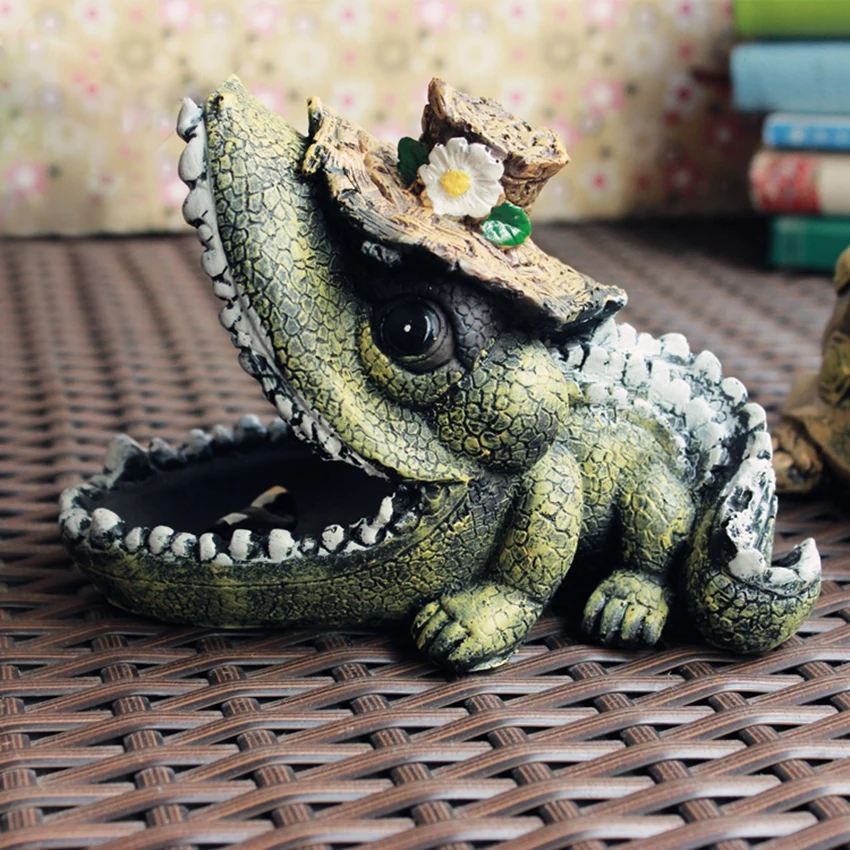 1PC Frog Turtle Crocodile Animal Ashtray Retro Tortoise Resin Ashtray for Garden Outdoor Ashtray Creative Cool Home Decoration