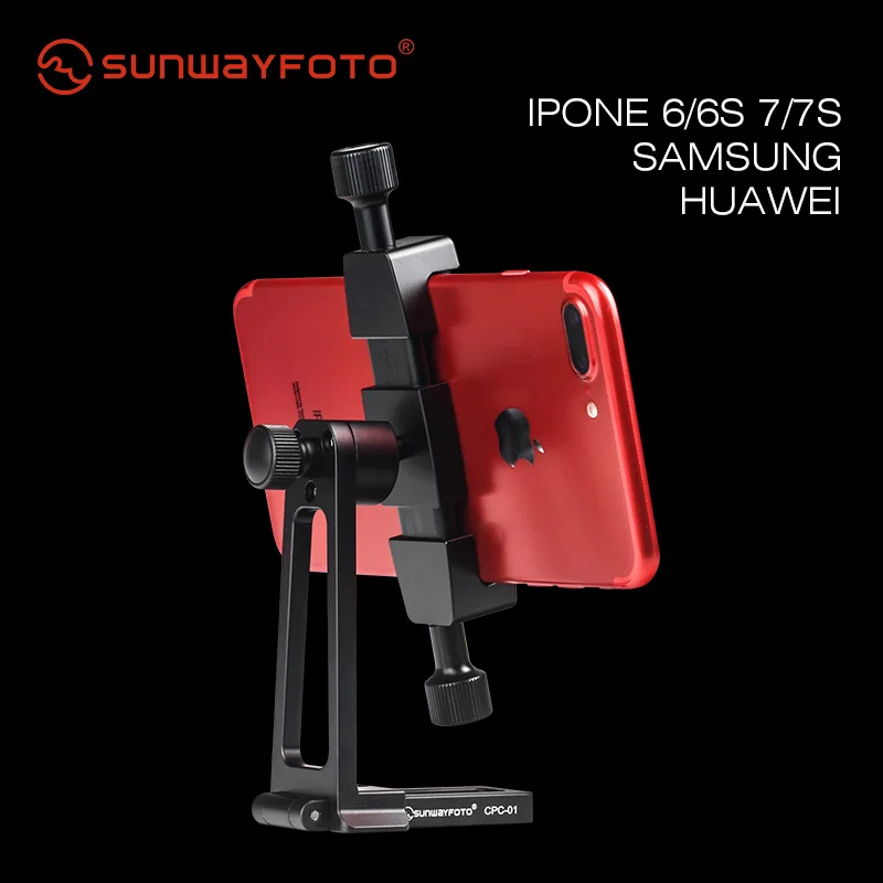 SUNWAYFOTO CPC-01 Cell Phone Clamp Tridpod Stand Smartphone Clamp Adapter with  Arca Swiss Plate