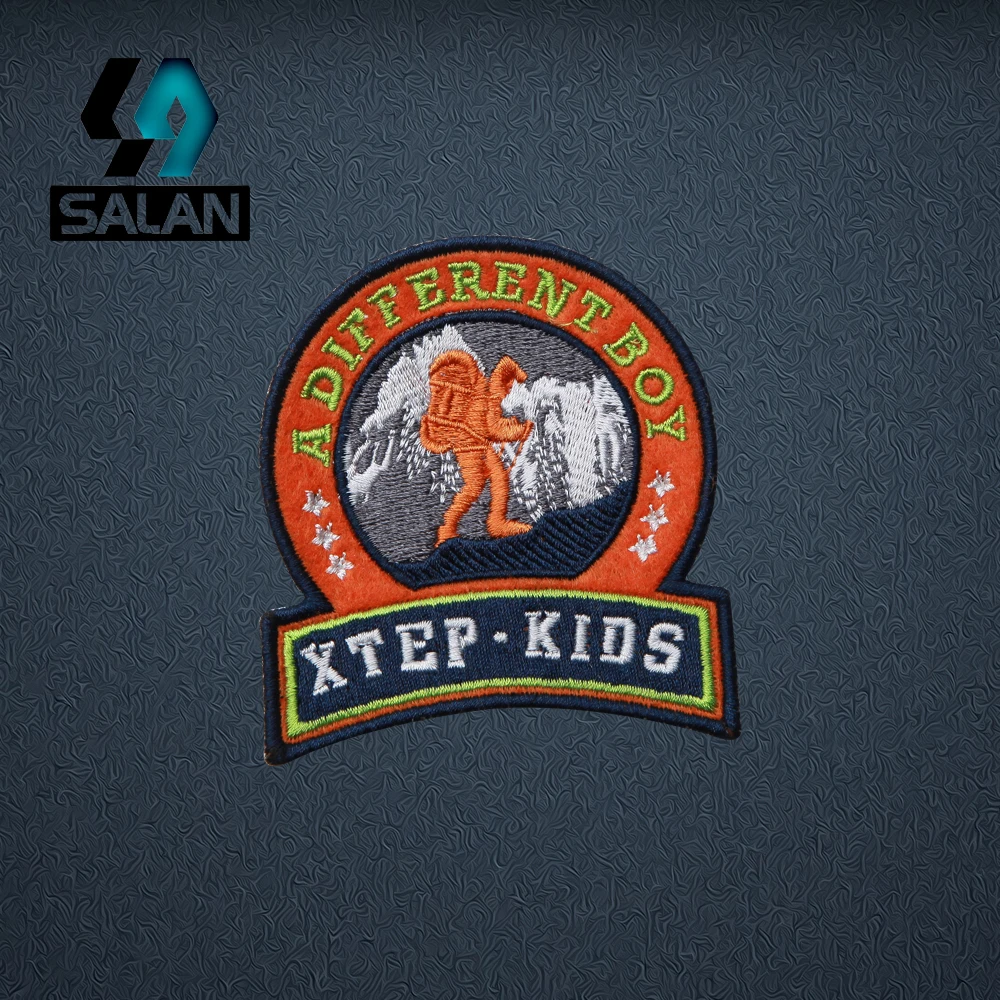 stock cartoon woven badge or custom beatiful woven patches/badge iron on school custom woven patch SPJ025