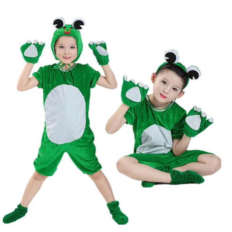 Unisex Children Stage Show Clothes Long / Short Sleeve Kids Carton Frog Cosplay Costumes Students Stage Play Performance Apparel