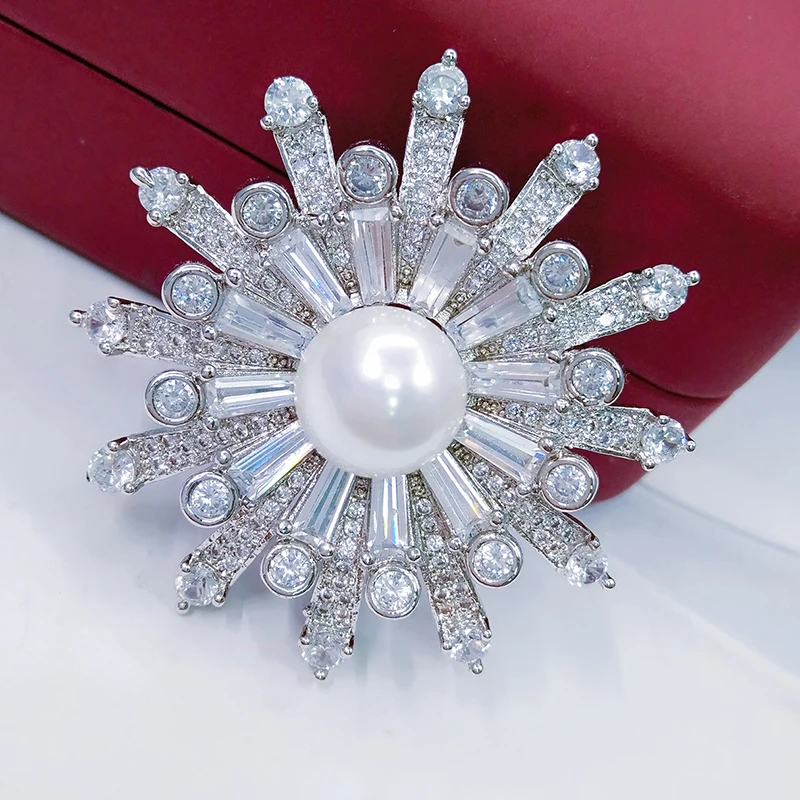 

Wholesale Stunning Clear Cubic Zirconia Floral Wedding Bridal Brooch Vintage Silver Tone Amazing Flower Brooch Berloque Jewelry