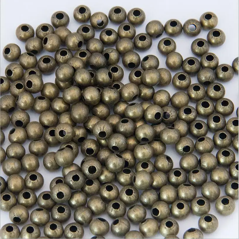 100pcs 4/5/6/8mm Metal Iron Antique Bronze Round Smooth Ball Space Loose Beads For DIY Jewelry Making Bracelets & Necklaces Z242