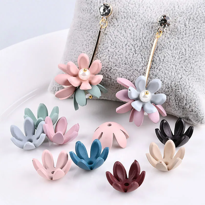 Style beautiful flower ear nail six petal flower petal flower pieces hand diy earrings material hair accessories.