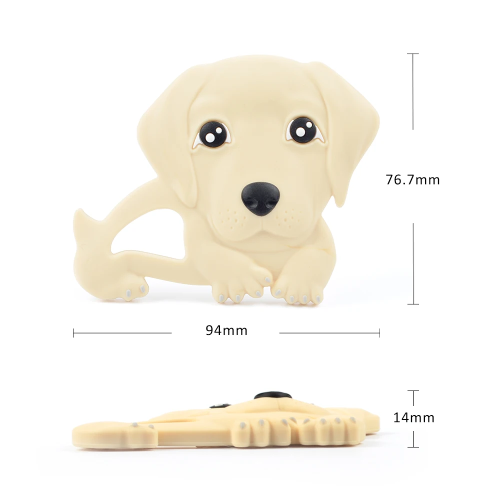 LOFCA Silicone Labrador Teether Baby Teething Toy BPA FREE Soft Chewable Dog Teether Making Necklace Pacifier Clip Chain